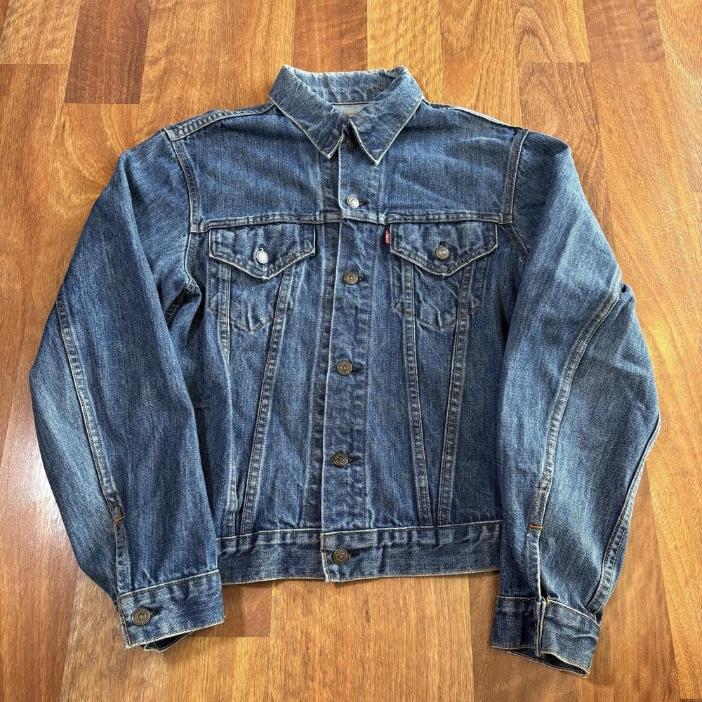 Vintage Levis Jacket Mens Medium Blue Denim Bomber Button Front Trucker Casual